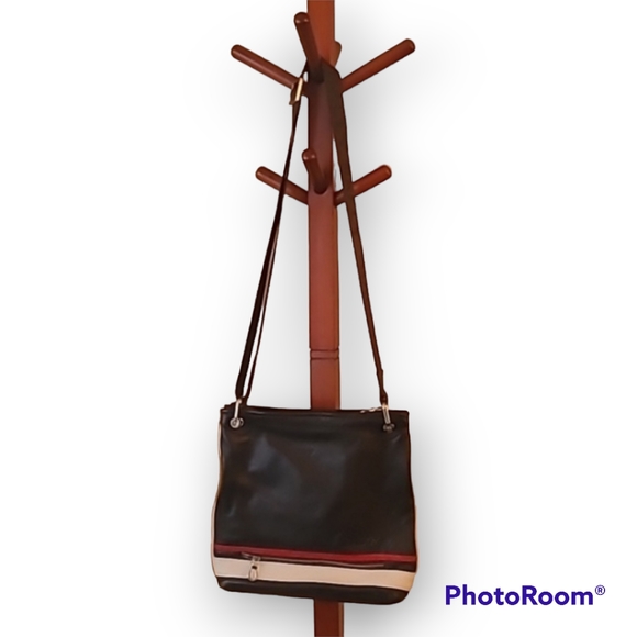 Bally Black Leather Crossbody Bag with Brown Spellout Strap - Picture 1 of 8